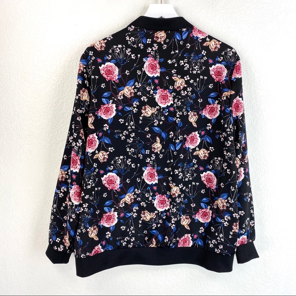 Topshop Floral Print Bomber Jacket SZ US 12 UK 16 - Picture 4 of 7